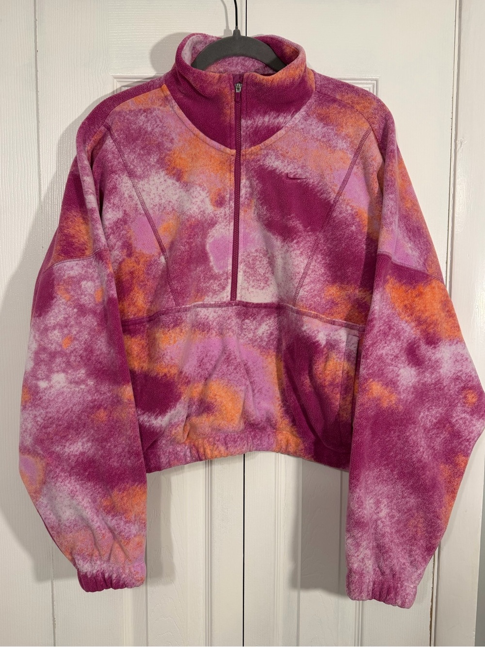 Nike Therma-FIT Tie Dye Fleece Pullover S Pink Orange